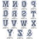 Silicone letter and number molds with dimensions on a white background