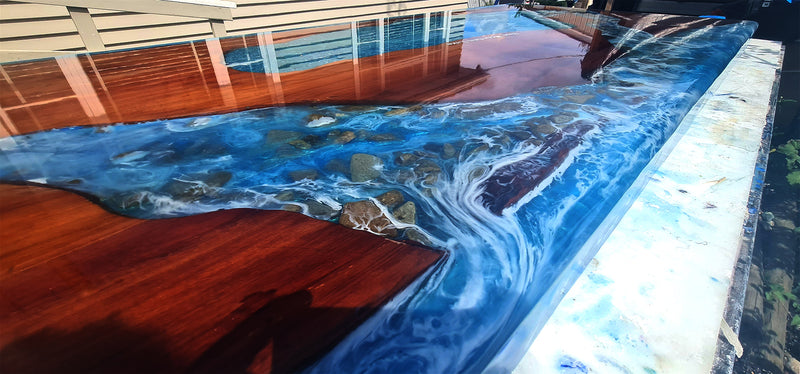 Ocean River table with Resinzwood Tabletop Epoxy