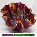 Decorative resin bowl with wavy design on a white background, featuring the brand 'Passionart'.