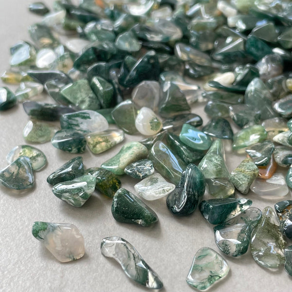 Agate Green Moss tumbled stones 200 grams