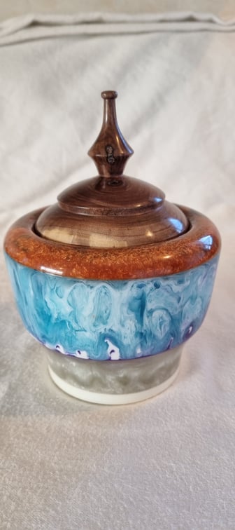 Hand Crafted Resin Bowl Blue Pearl