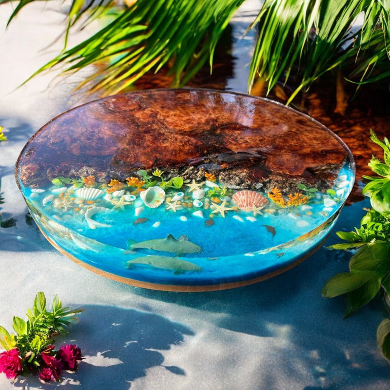 Image of beach table as an example of resin art