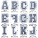 Silicone letter molds with dimensions labeled for each letter.