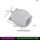 Measurement chart of a textured white object with dimensions labeled, featuring the brand 'PassionArt'.