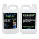 Two white plastic jugs of Crekoat 3:1 Deep Pour Crystal Epoxy Resin shown side by side on a white background, with one jug displaying the product label and the other showing the mixing instructions.