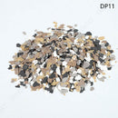 Color swatch labeled DP11 with a mix of brown, black, and gray shades on a white background