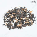 Color swatch with a mix of black, brown, and white pieces labeled DP12 on a light gray background.