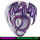 Decorative item with a purple dragon design on a white background