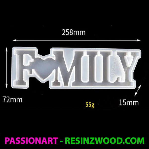 Image of the word Family as a silicone mould