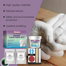 Hand casting kit with materials and packaging on a purple background