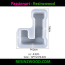 Silicone mold shaped like a letter 'L' with dimensions on a white background, branded with Resinzwood.