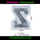 Silicone mold shaped like the letter 'Z' with dimensions on a white background, featuring the brand 'Passionart - Resinzwood'.
