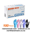 Box of Anbeson Nitrile disposable gloves with color examples on a white background