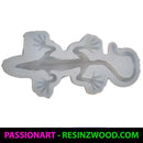 Silicone mold shaped like a lizard on a white background with 'PassionArt' and 'ResinZWood.com' branding.