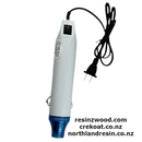 White and blue electronic device with a cord on a white background, featuring multiple brand logos.