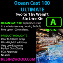 Advertisement for Ocean Cast 100 resin kit with product details and a pool scene.