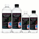 Four clear plastic bottles of PassionArt Craft Resin resin supplies, including two 1 litre kits and two 2 litre kits, arranged against a plain white background.
