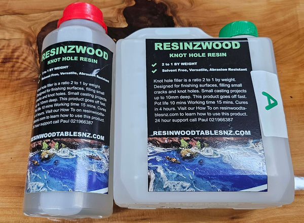 Picture of resinzwood knot hole resin in containers