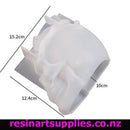 Silicone mold of a unicorn head with dimensions labeled, brand 'resinartsupplies.co.nz' visible.