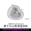 Heart-shaped resin mold with dimensions labeled on a white background, featuring the brand 'resinartsupplies.co.nz'.