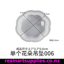Flower-shaped resin mold with dimensions on a white background, featuring the brand 'resinartsupplies.co.nz'.