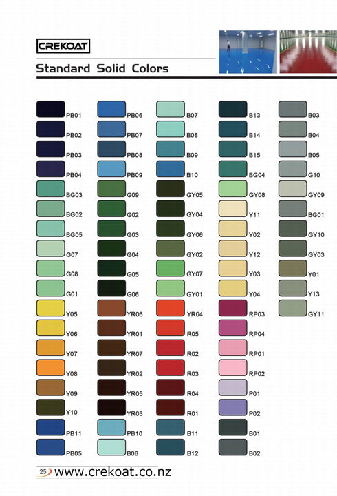 Crekoat Standard Solid Floor Colours