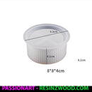 White round resin Striped Cylindrical Silicone tub with measurements on a white background, featuring the brand 'PassionArt'.