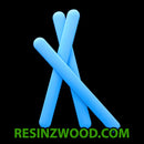 Blue wooden sticks arranged in an 'X' shape on a black background with 'RESINZWOOD.COM' text at the bottom.